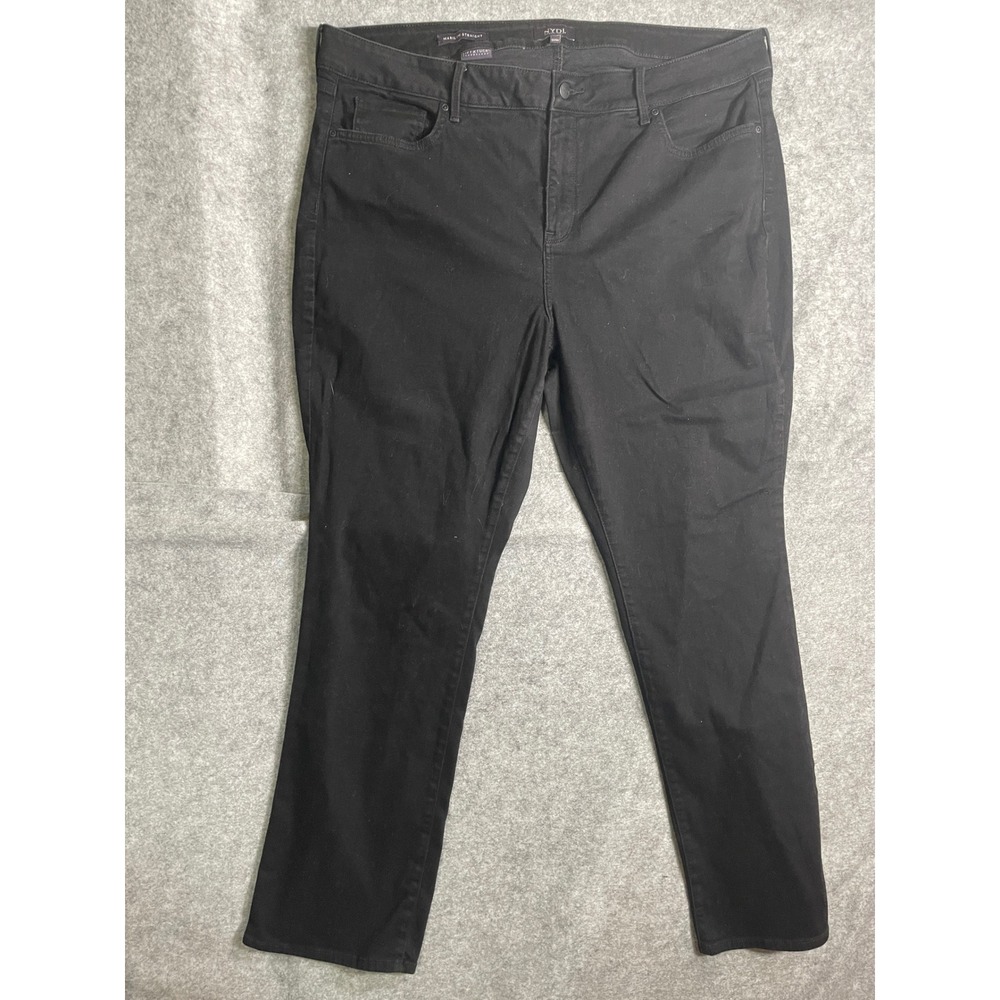 NYDJ Marilyn Straight Black Jeans Womens 20W Lift Tuck Technology Stretch Denim